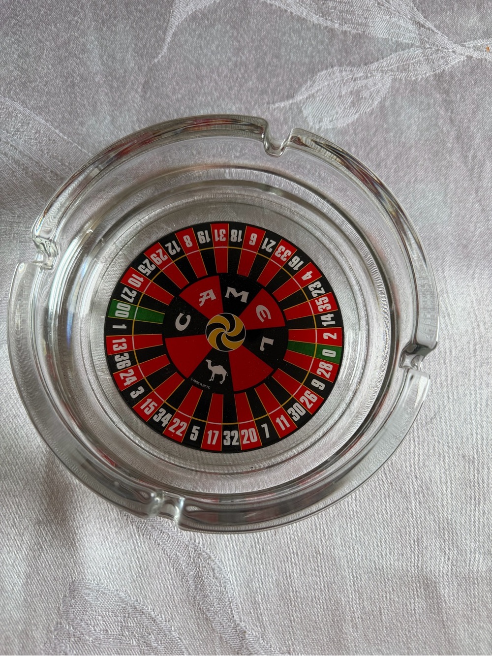 Joe Camel Ashtray with Roulette-Inspired Insert - Red/Black/Green